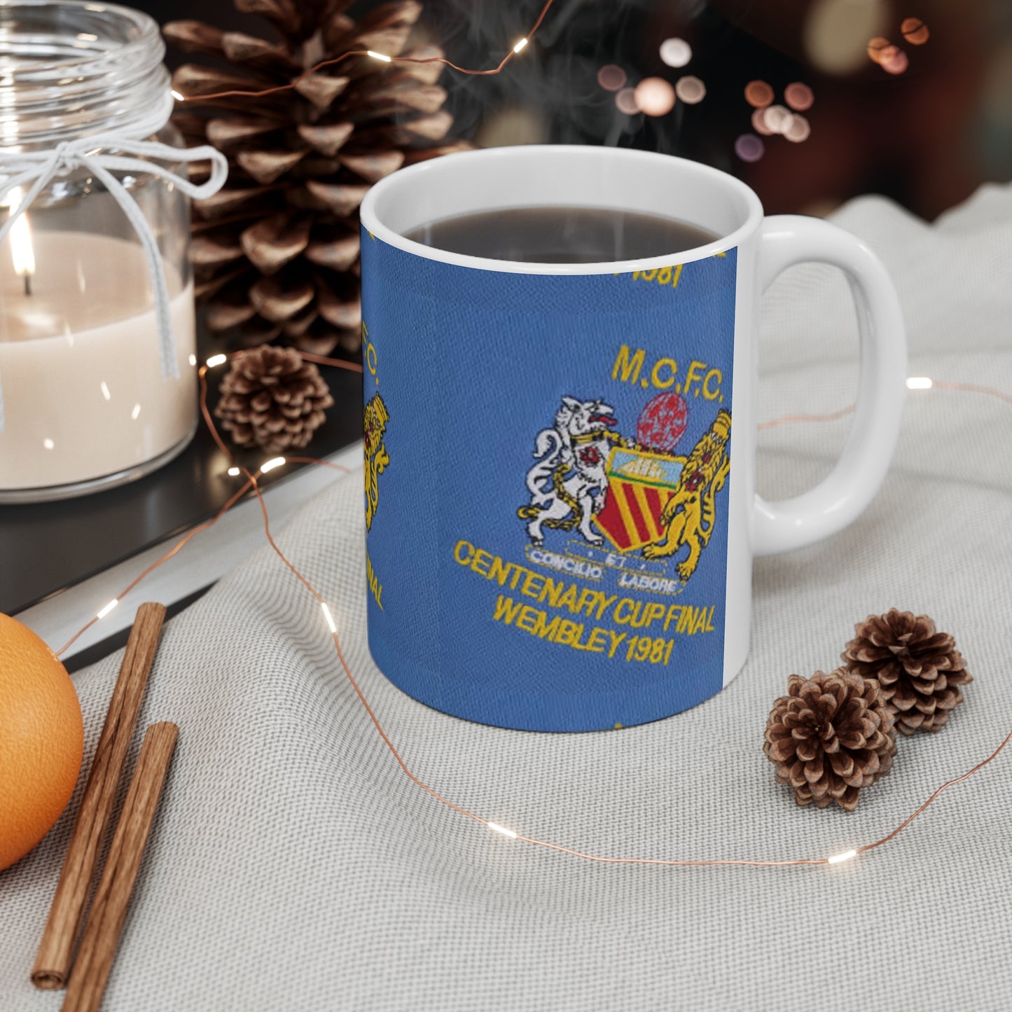 1981 Centenary Cup Final Mug — M.C.F.C. Commemorative Ceramic Coffee Cup (11oz & 15oz)