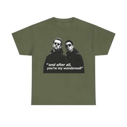 Kane and Bellingham Wonderwall Lyric T-Shirt — ‘and after all, you’re my wonderwall’ Retro Band Tee