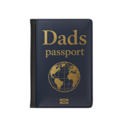 Dad’s Passport Cover – Leather Travel Passport Holder with Gold Globe Design
