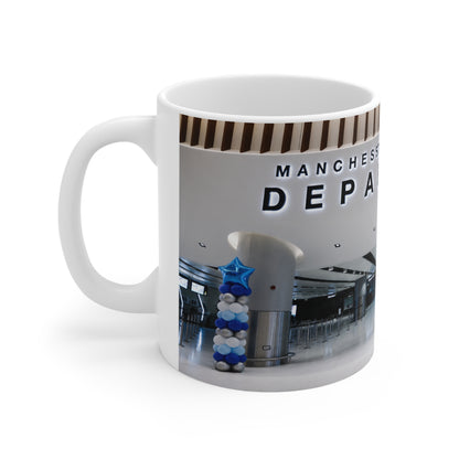 Manchester Airport Departures Terminal 2 Ceramic Coffee Cup (11oz & 15oz)