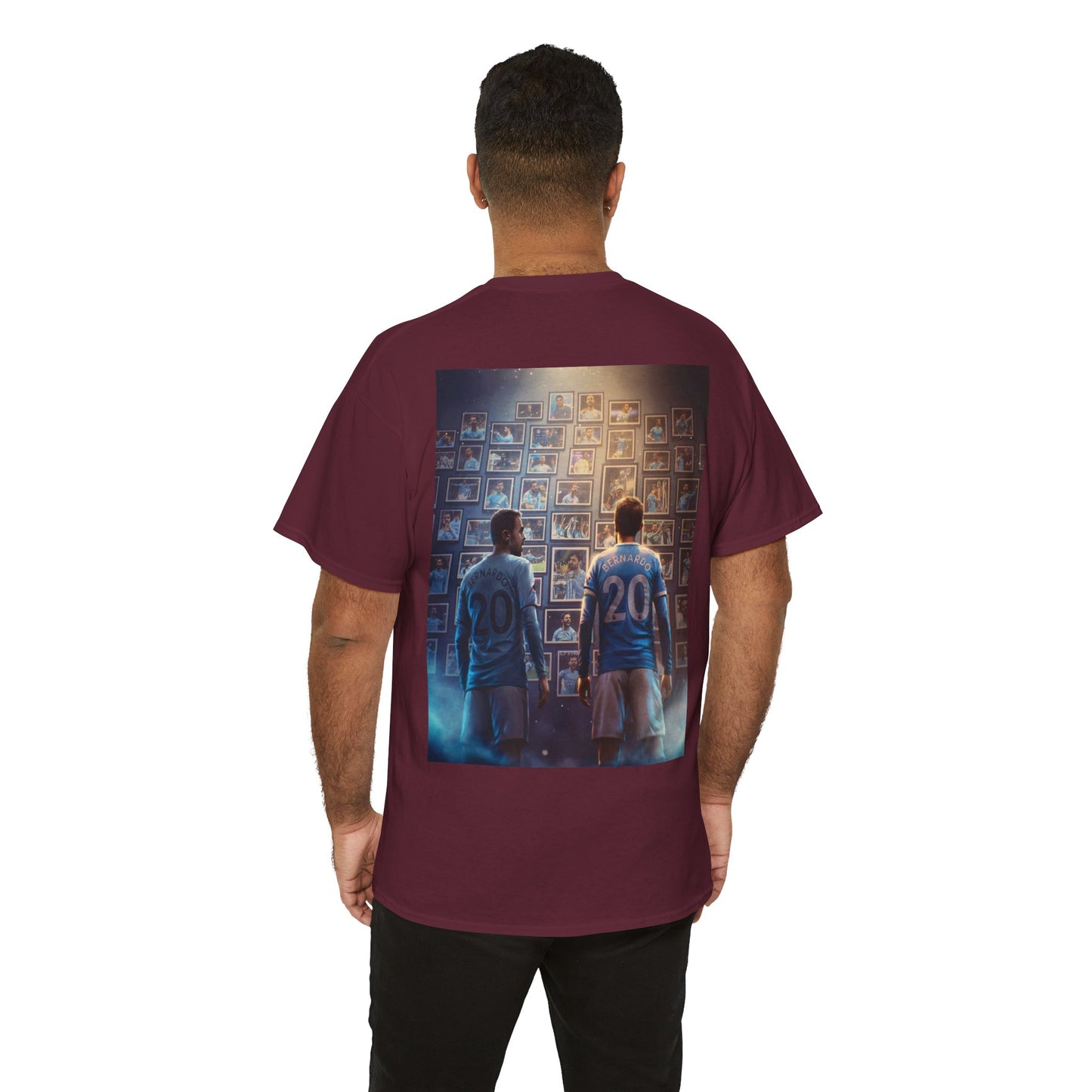 Bernardo Silva Manchester City Legend Graphic Tee — Player Cartoon Front & Tribute Poster Back