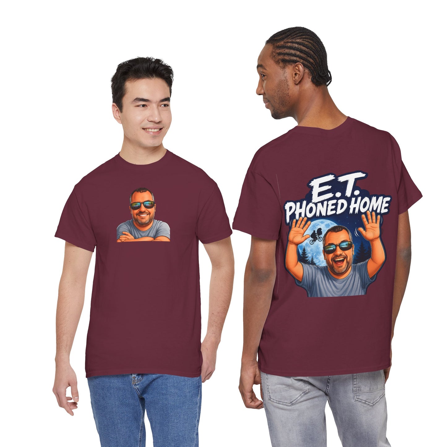 Graphic Tee — "E.T. Phoned Home" Smiling Guy Retro Design