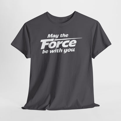 "May the Force Be With You" Retro Embossed Graphic T‑Shirt —