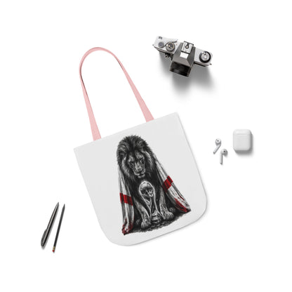 England Lion Guardian Canvas Tote — Protective Lion & Cub Illustration Tote Bag