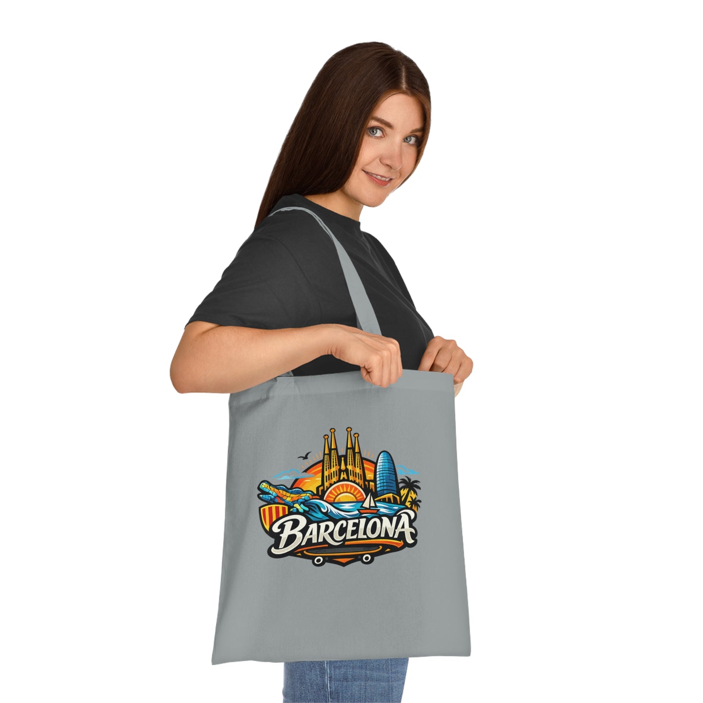 Barcelona Skyline Cotton Tote — Souvenir Travel Beach Bag