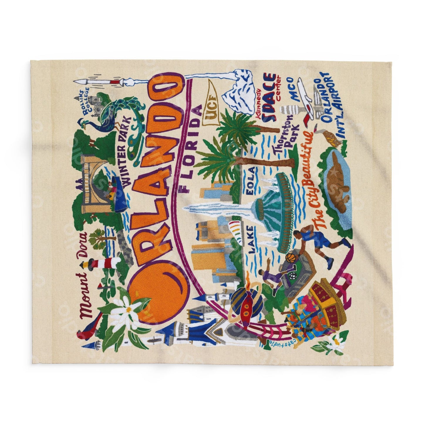 Orlando Vintage Map Fleece Blanket