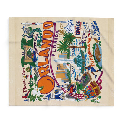 Orlando Vintage Map Fleece Blanket