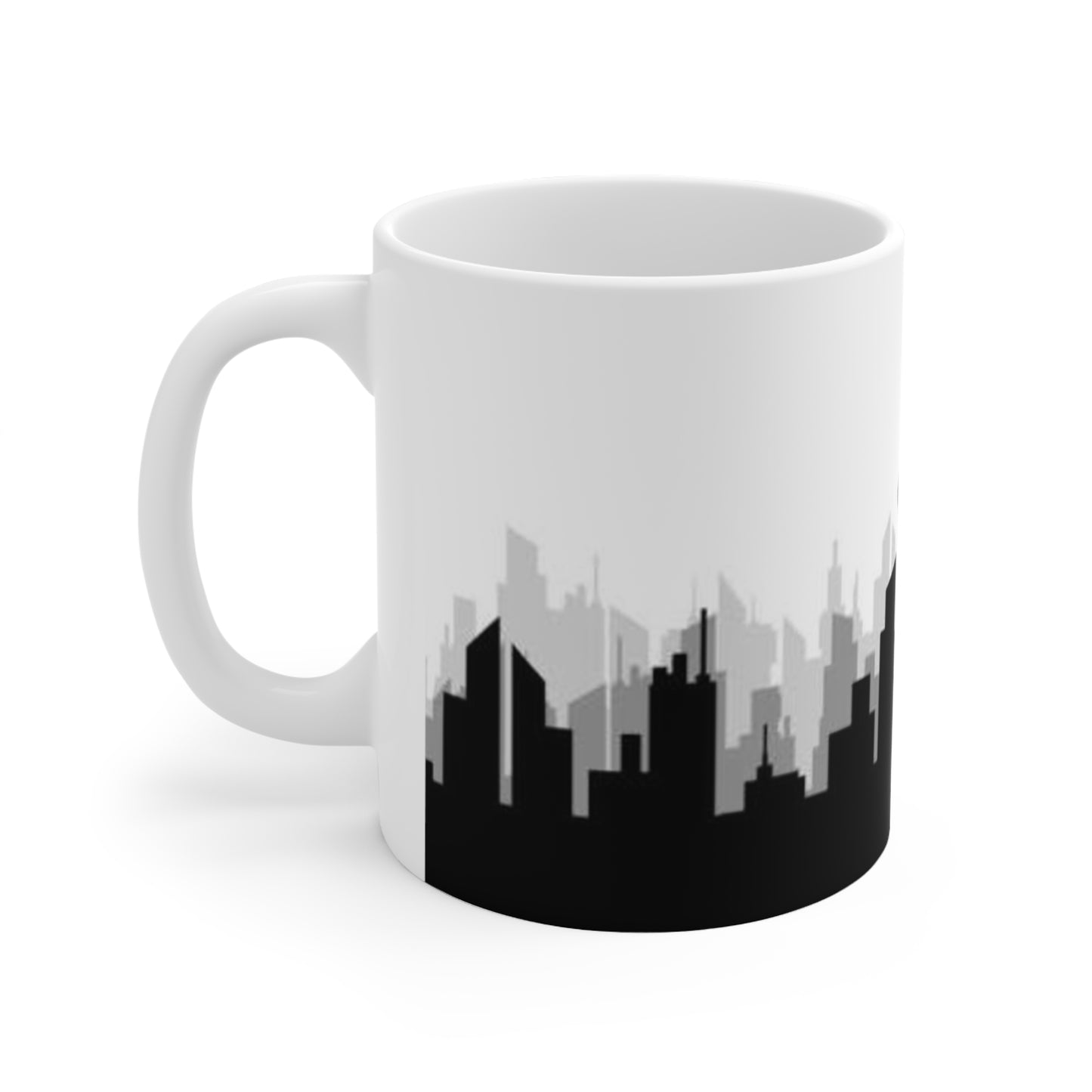 New York Skyline Ceramic Mug — Statue of Liberty Silhouette Coffee Cup (11oz, 15oz)