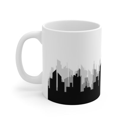 New York Skyline Ceramic Mug — Statue of Liberty Silhouette Coffee Cup (11oz, 15oz)