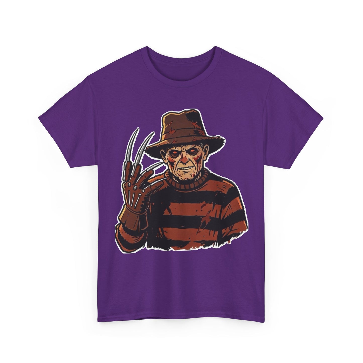 Freddy Krueger Horror Tee — Vintage Striped Nightmare Graphic