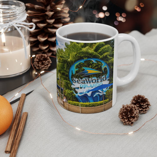 Sea World Theme Park Roller Coaster Photo Mug — Scenic Amusement Park Ceramic Coffee Cup (11oz & 15oz)