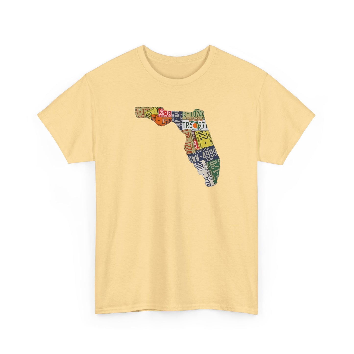 Florida License Plate Map T-Shirt — Vintage State Silhouette Tee