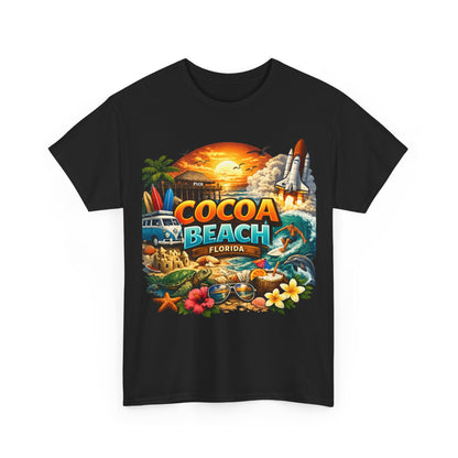 Cocoa Beach Florida Sunset Surf T-Shirt — Retro Beach Vacation Graphic Tee