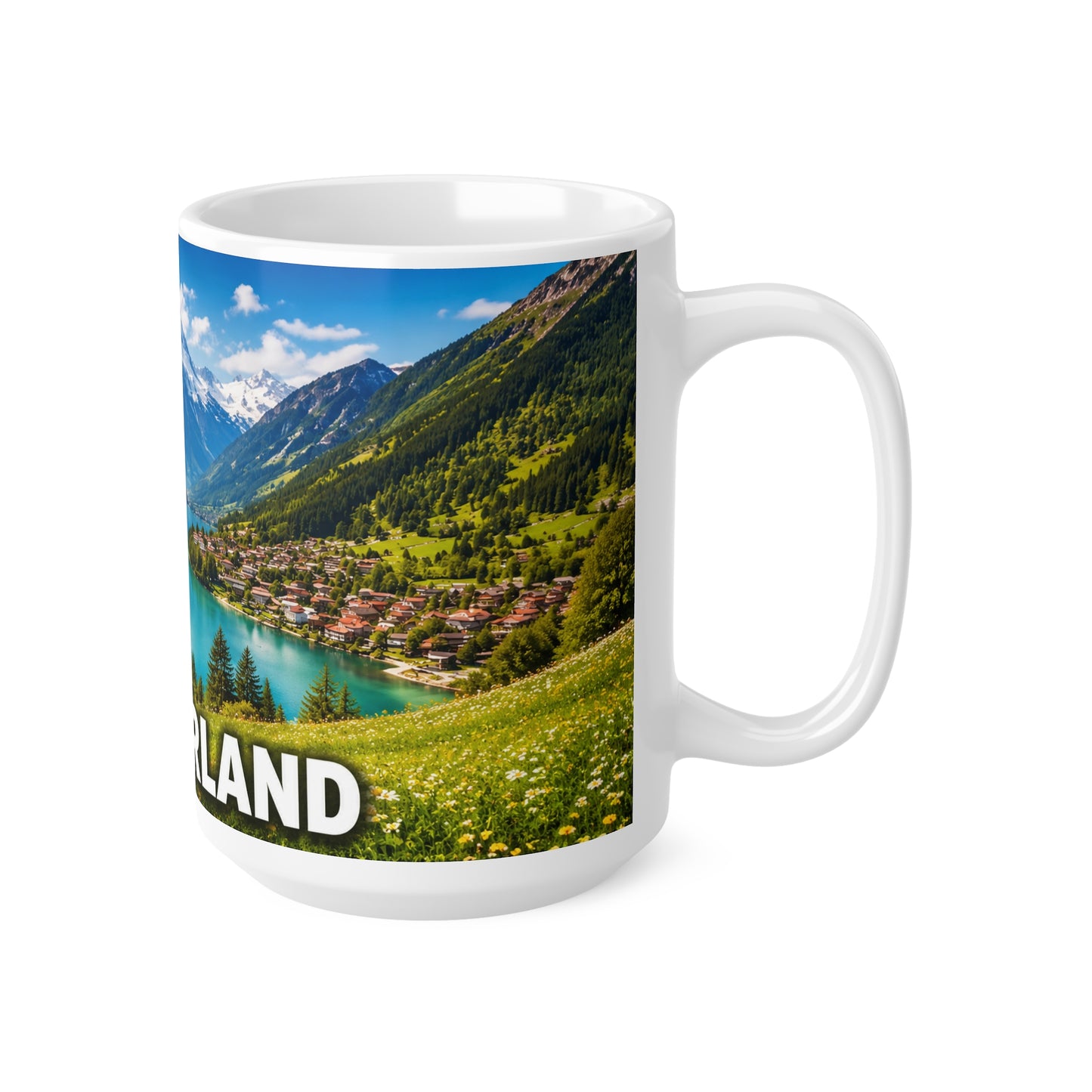 Switzerland Scenic Coffee Mug — Alpine Lake & Chalet 11oz/15oz