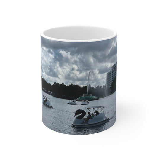 Lake Eola Orlando Swan Paddle Boat Lake Ceramic Coffee Mug — 11oz & 15oz Scenic Photo Mug
