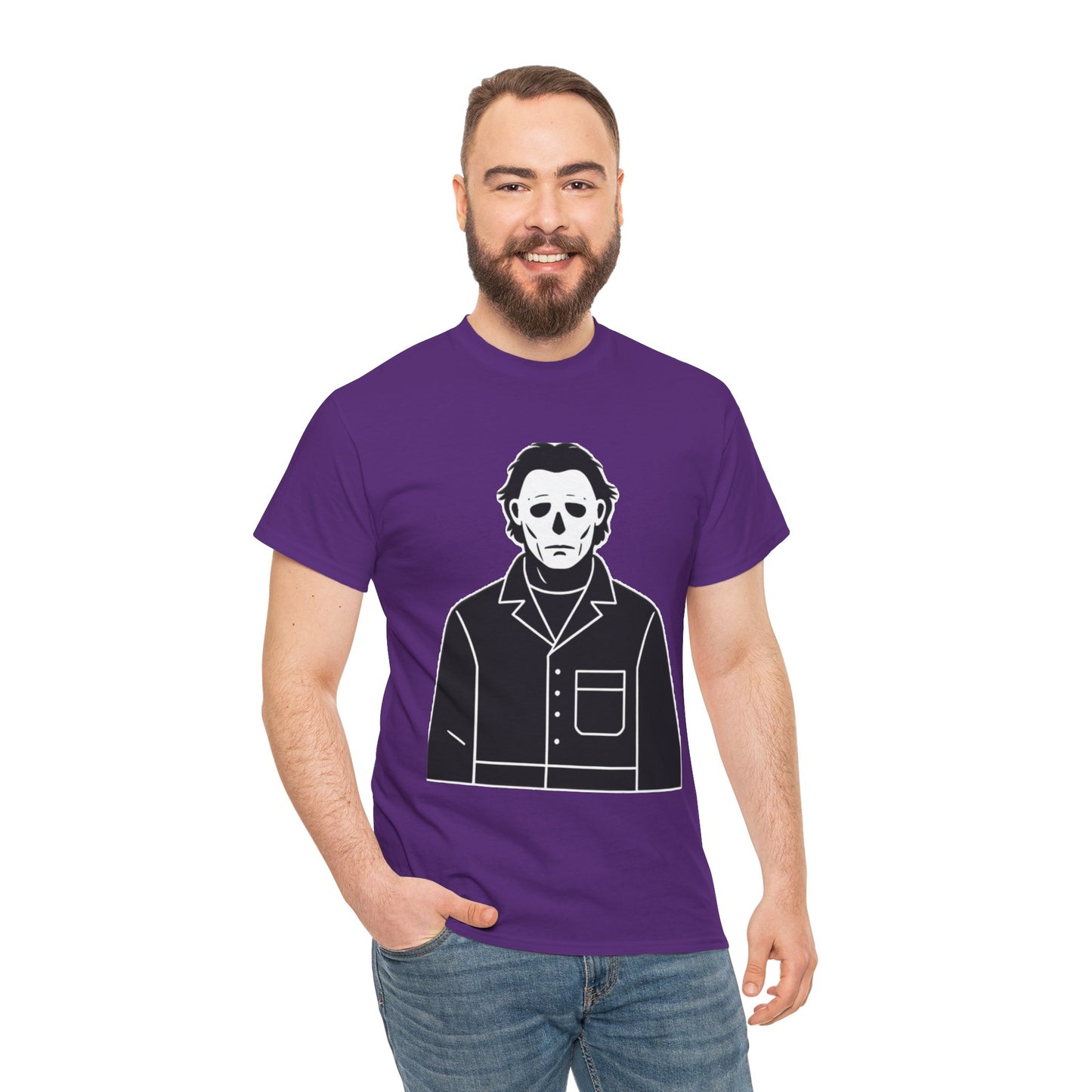 Michael Myers Outline Horror T-Shirt — Minimal Halloween Mask Tee