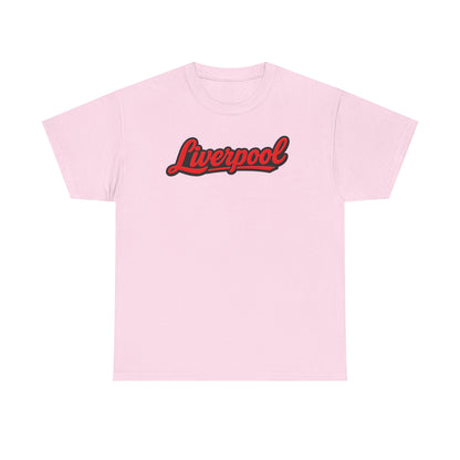 Liverpool Script T-Shirt — Retro Red Script Football Fan Tee