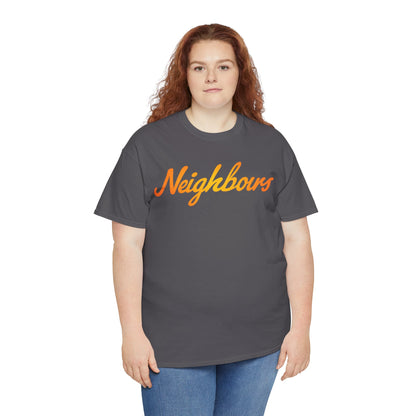 Neighbours Script T‑Shirt — Retro Orange Neighborhood Tee