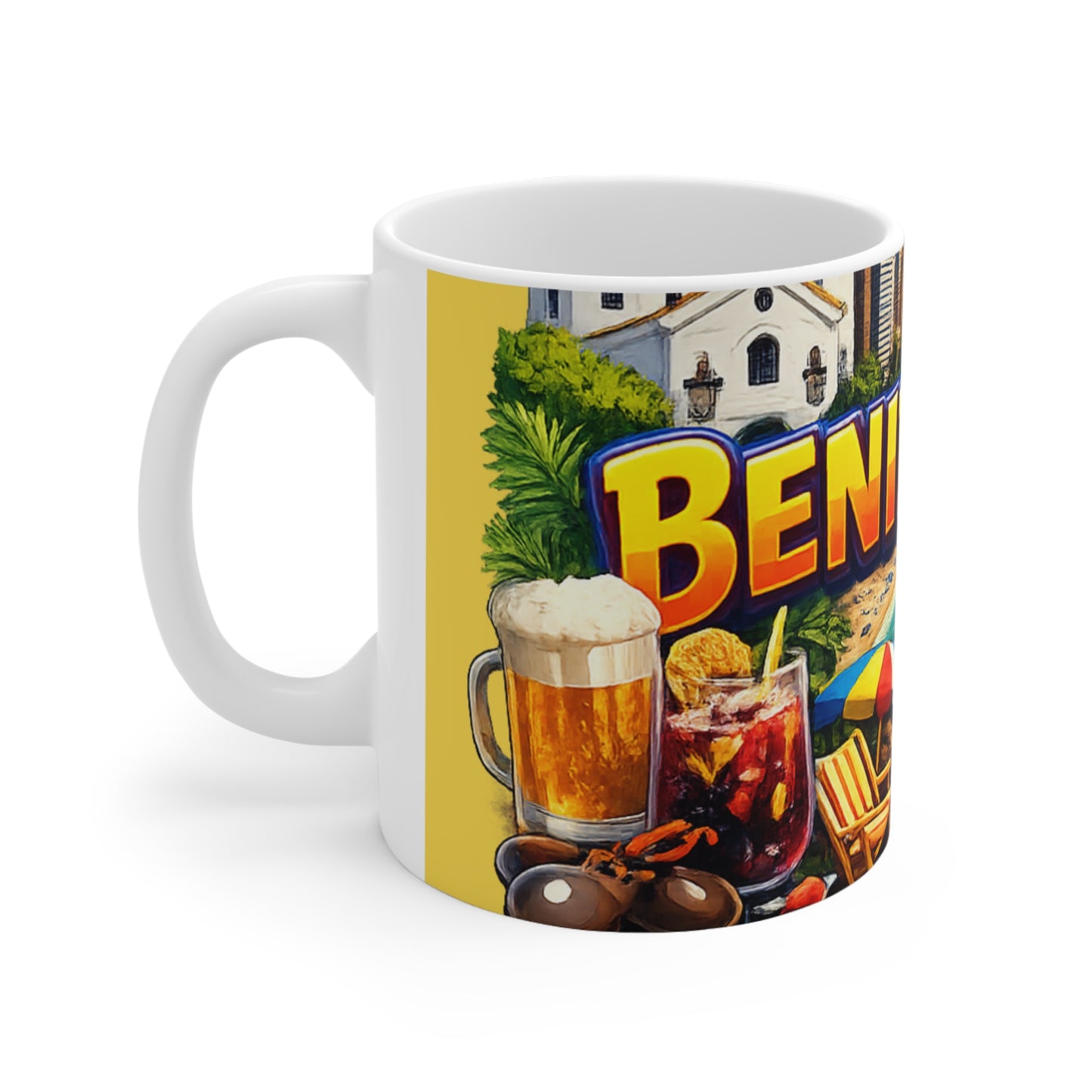 Benidorm Travel Coffee Mug — Retro Cityscape 11oz & 15oz Ceramic Cup