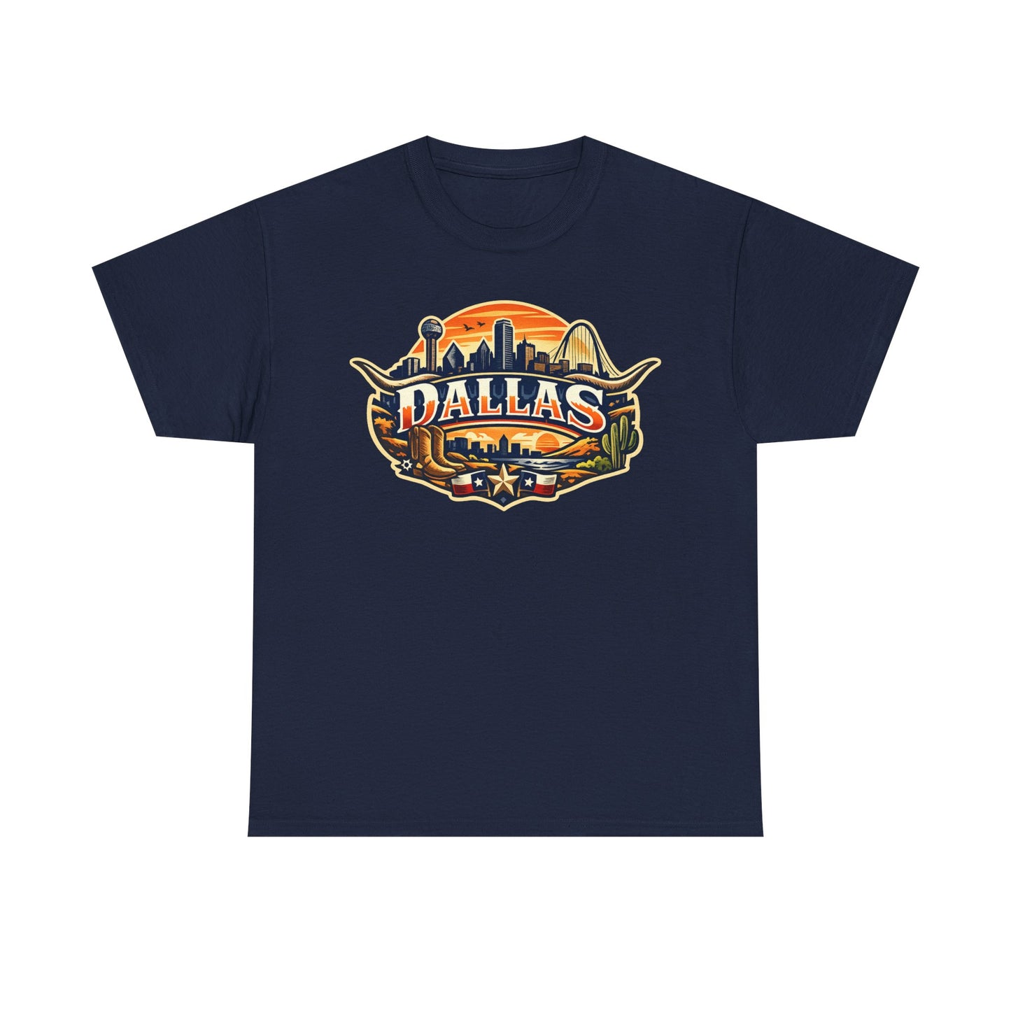 Dallas Skyline Retro Tee — Vintage Cityscape T‑Shirt with 'Dallas' Graphic