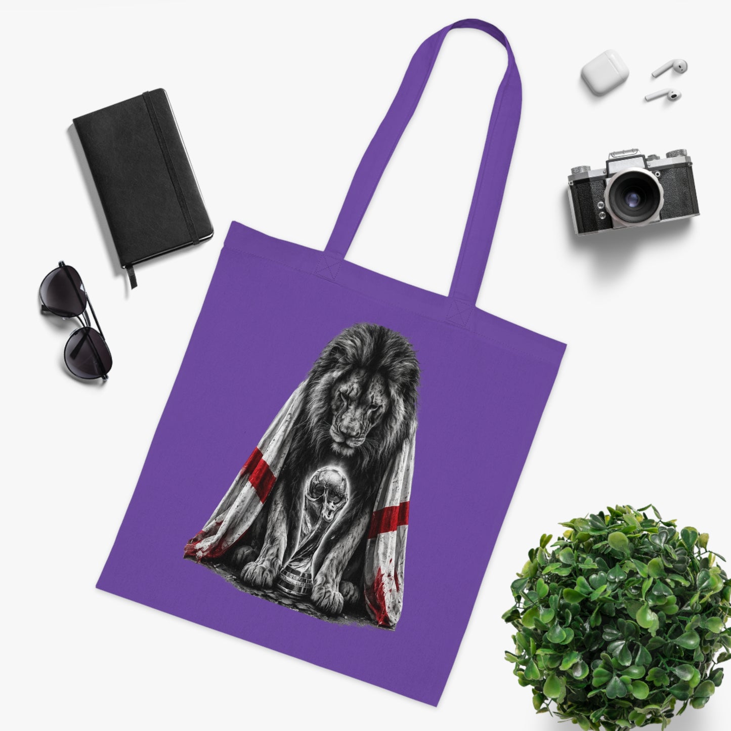 England Lion Tote Bag – Protective Lion Illustration Cotton Tote