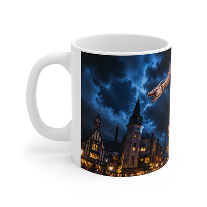 Fantasy Harry Potter Dragon Ceramic Mug — Night Cityscape 11oz & 15oz