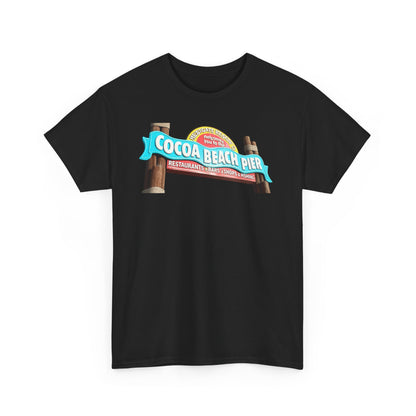 Cocoa Beach Pier T‑Shirt — Retro Beach Sign Vacation Tee