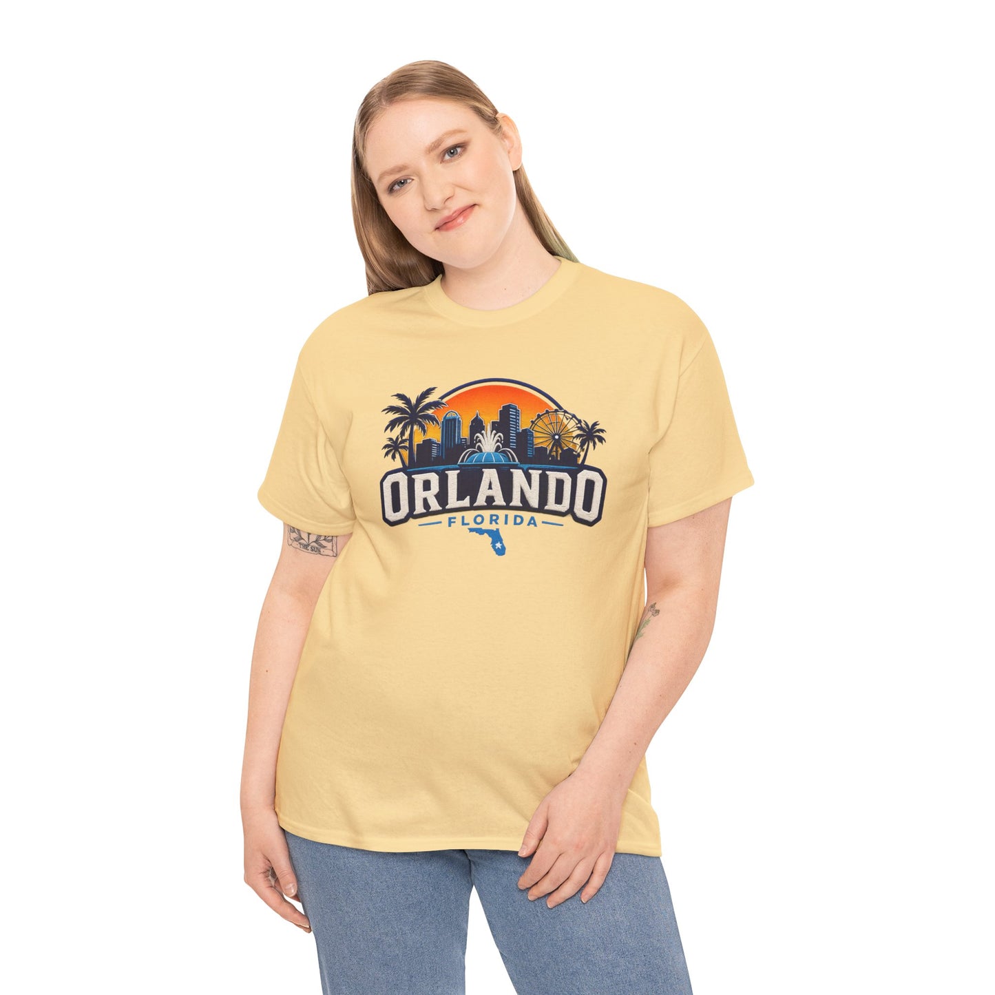 Orlando Florida Sunset T-Shirt — Retro Skyline & Palm Tree Vacation Tee
