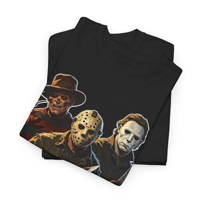 Horror Icons T-Shirt — Freddy, Jason & Michael Trio Graphic Tee