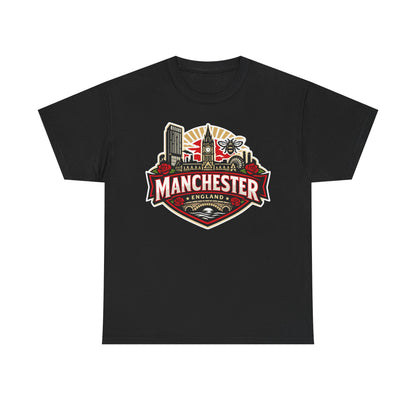 Manchester England Skyline T-Shirt — Vintage City Crest Tee