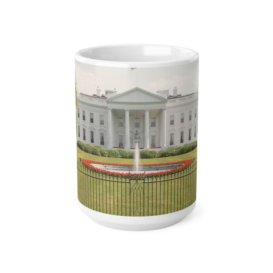 White House Landmark Photo Ceramic Mug — White House Front View, 11oz & 15oz