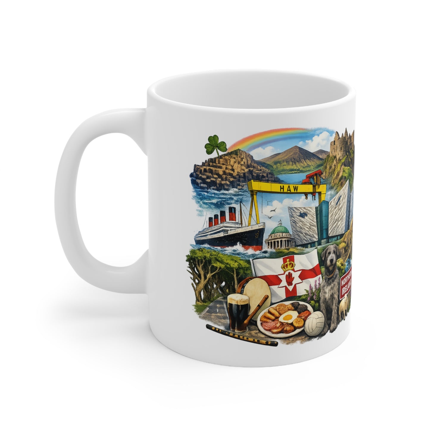 Northern Ireland Landmark Mug — Illustrated Travel Coffee Cup (11oz/15oz)