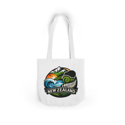 New Zealand Scenic Tote Bag — Kiwi, Mountains & Waves Canvas Tote