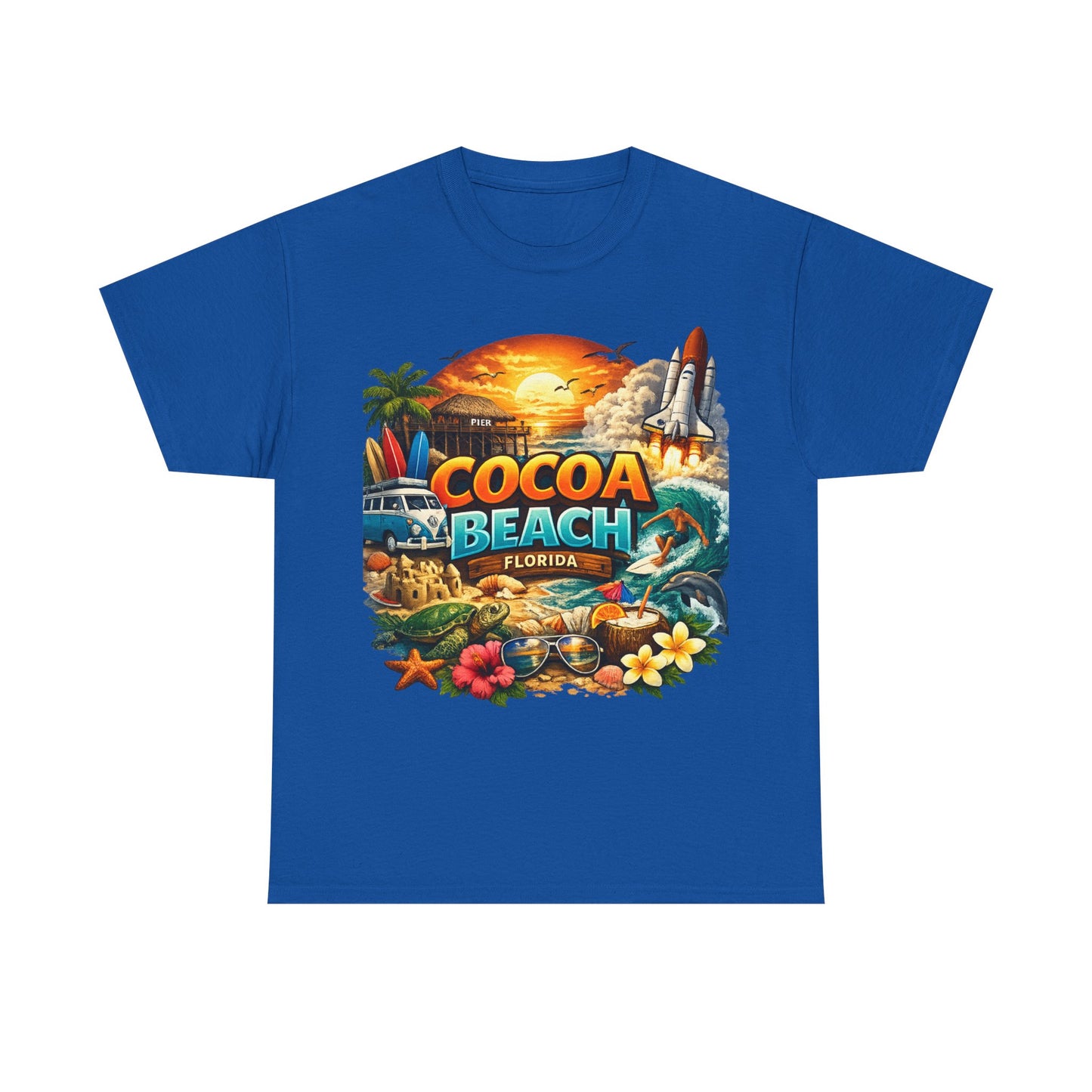 Cocoa Beach Florida Sunset Surf T-Shirt — Retro Beach Vacation Graphic Tee