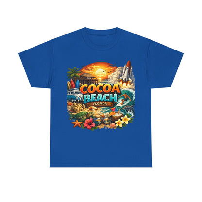 Cocoa Beach Florida Sunset Surf T-Shirt — Retro Beach Vacation Graphic Tee