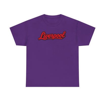 Liverpool Script T-Shirt — Retro Red Script Football Fan Tee