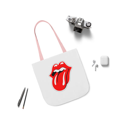 Rock & Roll Tongue Canvas Tote Bag — Retro Lip Graphic