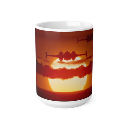Sunset Tie-Fighter Ceramic Coffee Mug — Vintage Aviation 11oz & 15oz