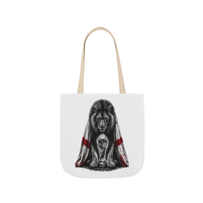 England Lion Guardian Canvas Tote — Protective Lion & Cub Illustration Tote Bag