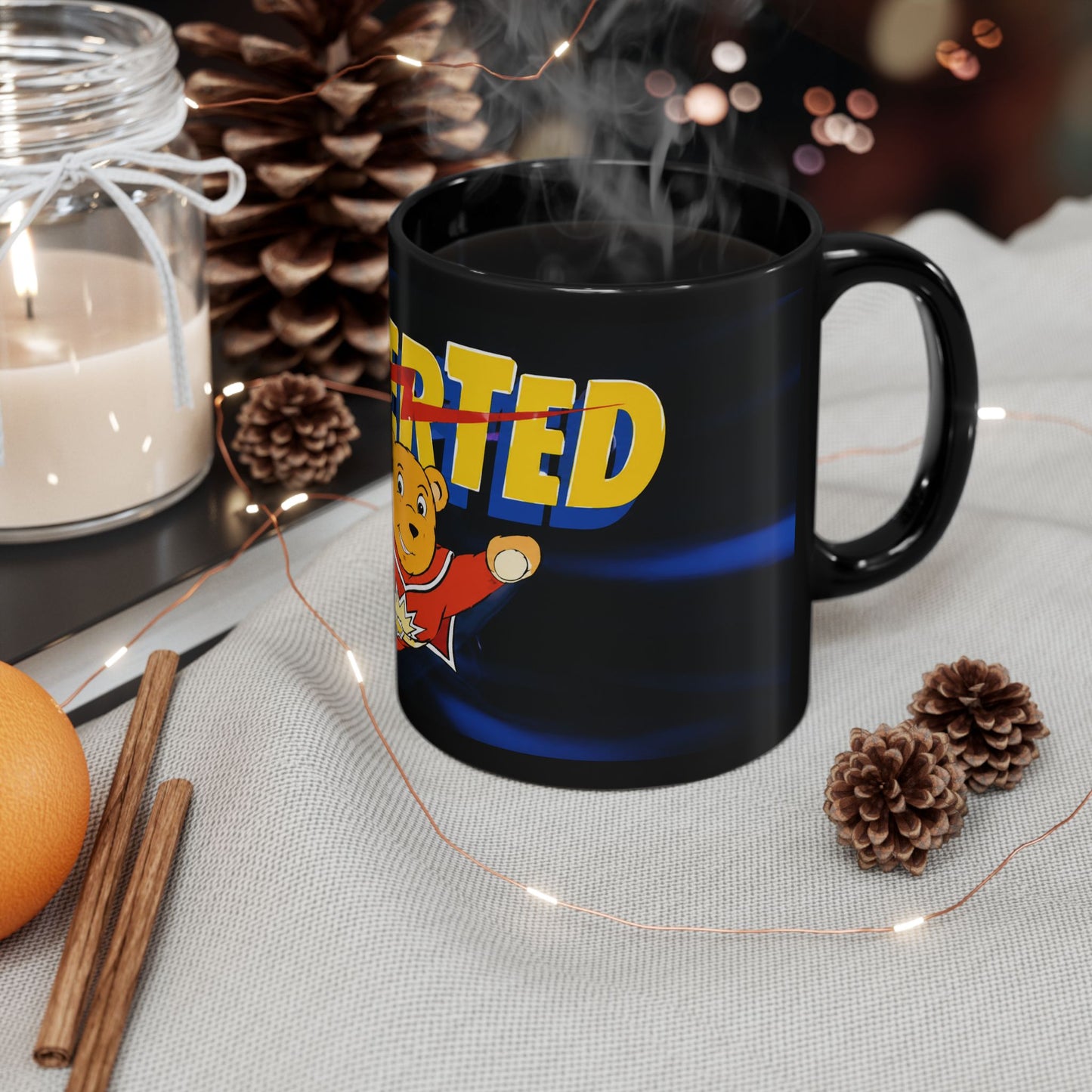 Super Ted Superhero Mug — Cute Vintage Cartoon Coffee Cup (11oz, 15oz)