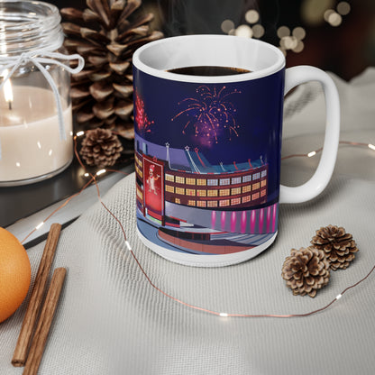 Kelloggs Trafford Park Mug — Festive Holiday Town Nightscape Ceramic Coffee Cup (11oz/15oz)