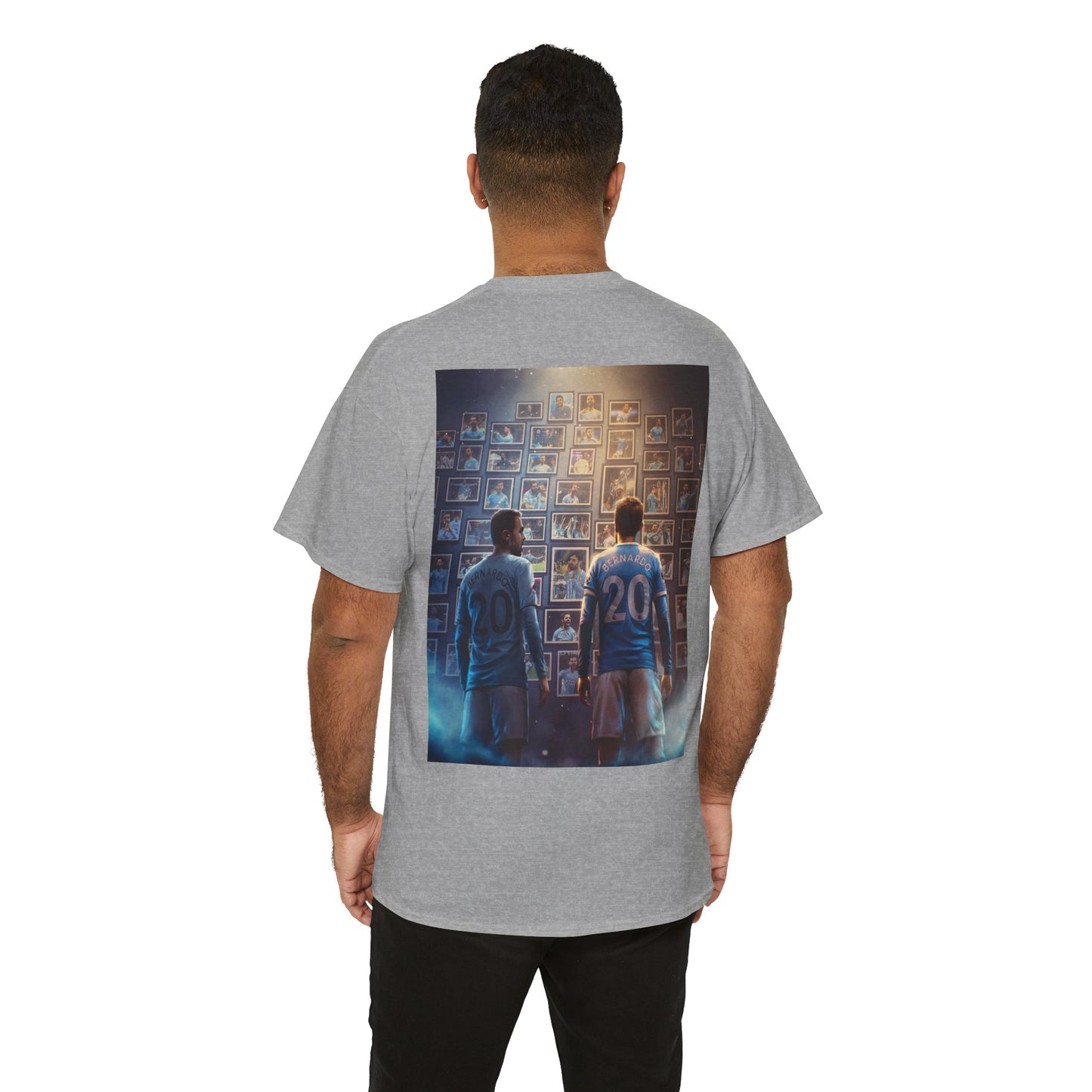Bernardo Silva Manchester City Legend Graphic Tee — Player Cartoon Front & Tribute Poster Back