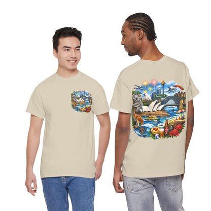 T-Shirt — Sydney Landmark Collage Tee (Opera House, Harbour Bridge, Koala & Beach Scene)