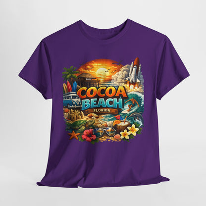 Cocoa Beach Florida Sunset Surf T-Shirt — Retro Beach Vacation Graphic Tee