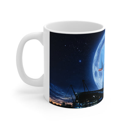 Manchester City Treble Winning Season Shirt Moonlight Ceramic Mug — Blue Jersey Nightscape 11oz/15oz