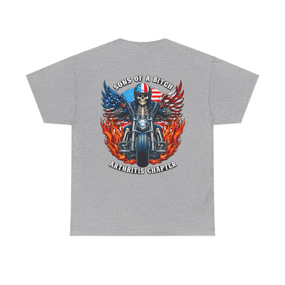 Motorcycle Skull Tee — "Sons of a B***h" Patriotic Biker Shirt