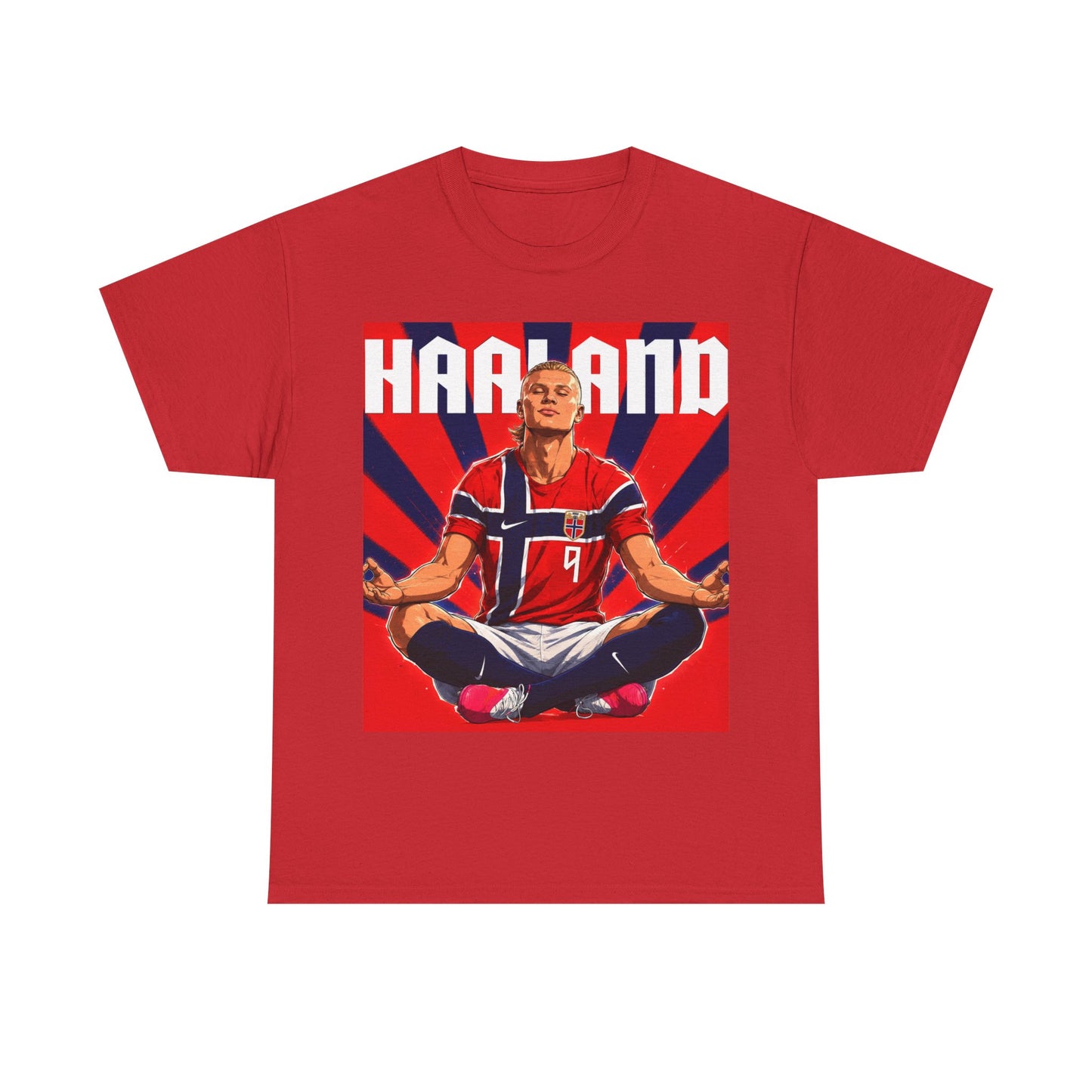 Erling Haaland Norway Soccer Tee — Retro Striped Athletic Graphic T-Shirt