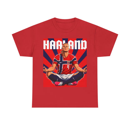 Erling Haaland Norway Soccer Tee — Retro Striped Athletic Graphic T-Shirt