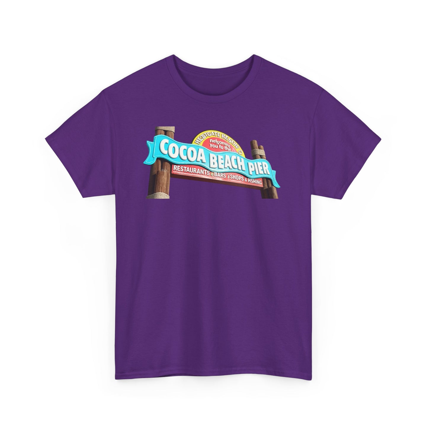 Cocoa Beach Pier T‑Shirt — Retro Beach Sign Vacation Tee