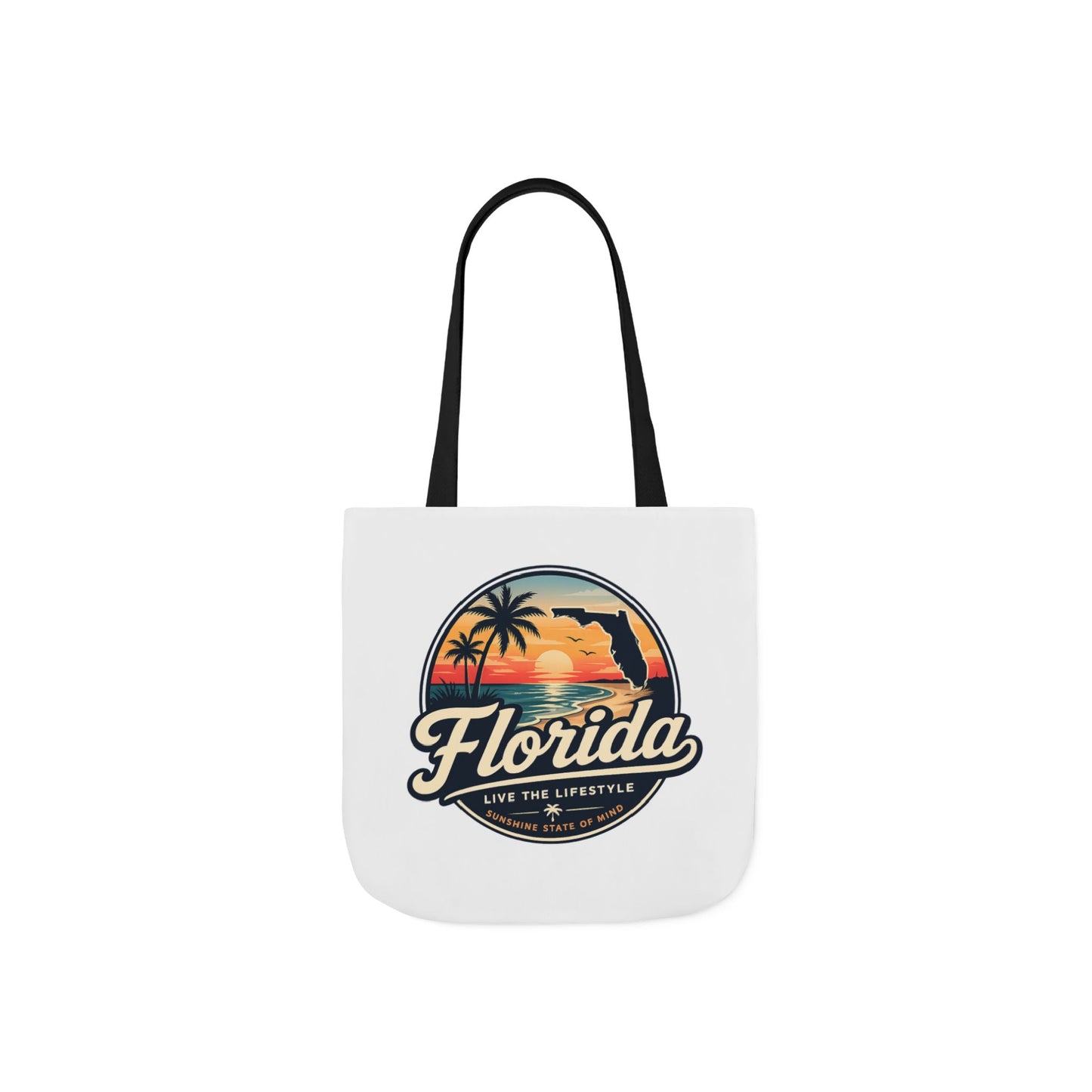 Florida Sunset Canvas Tote Bag — Retro Palm Beach Design